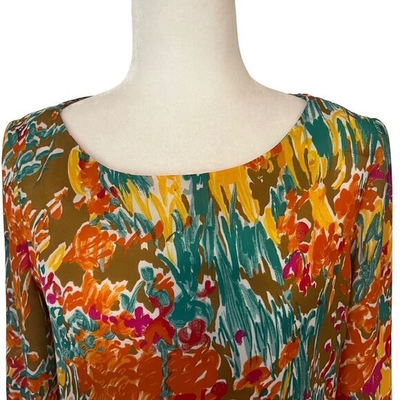 Zara Colorful Floral Dress with 3/4 Sleeves. Lightweight! Sz M. Great Condition - Picture 2 of 12